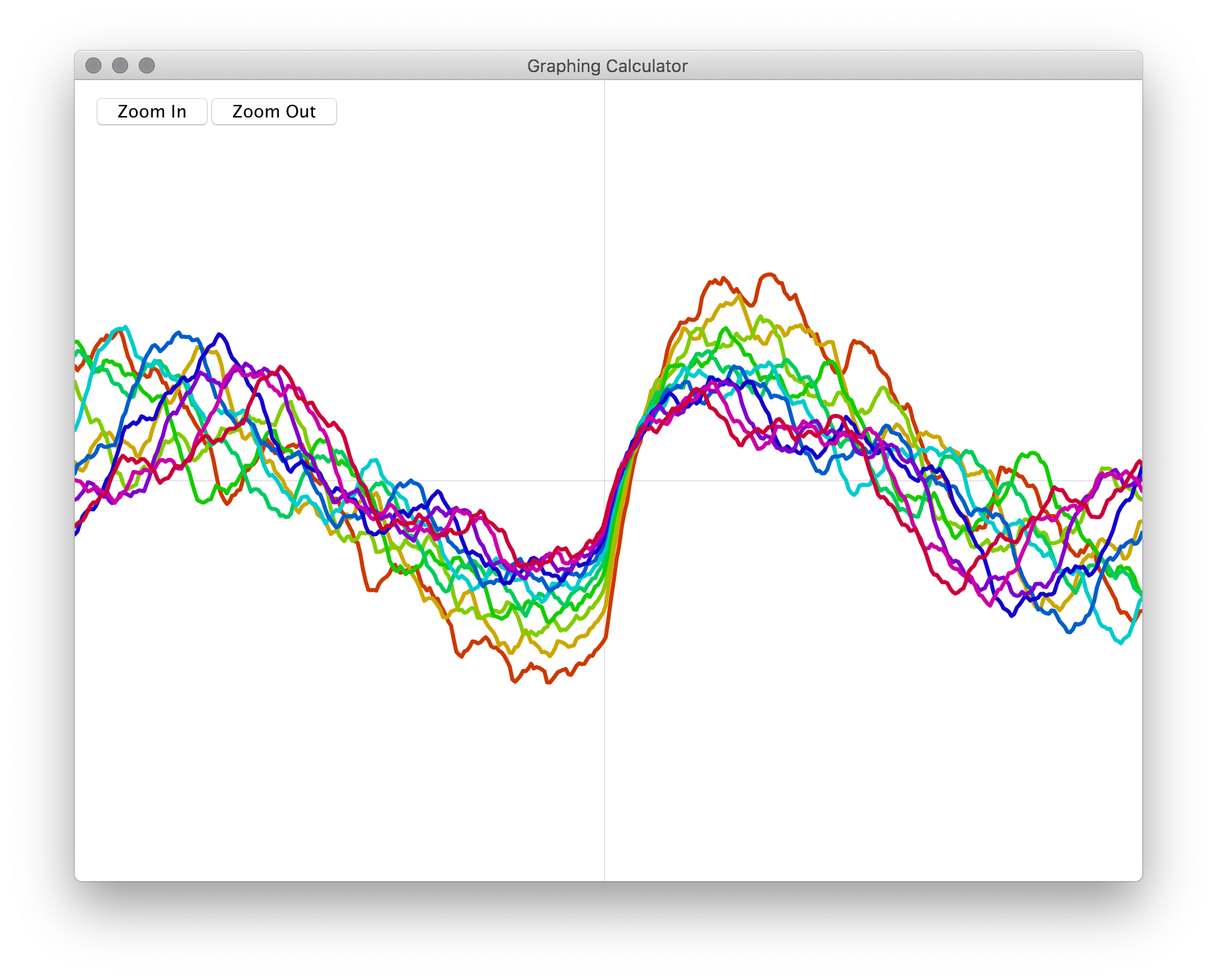 Jagged, overlapping mountain-like mathematical curves