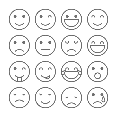A grid of emojis showing different facial expressions