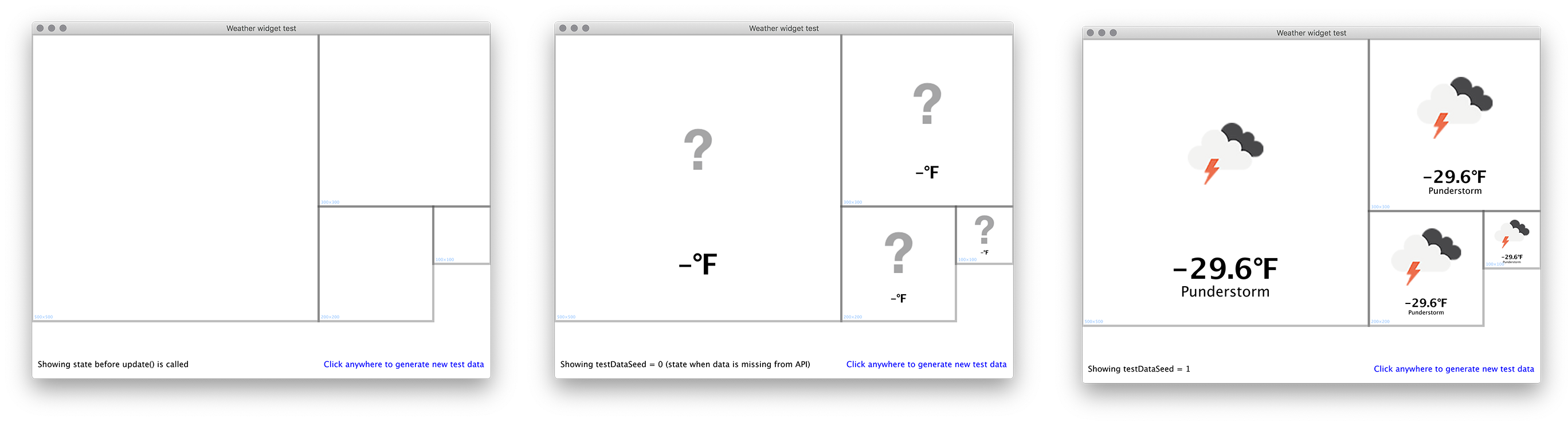 Temperature widget working in various states