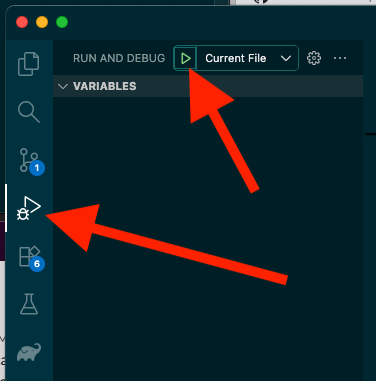the Run and Debug pane